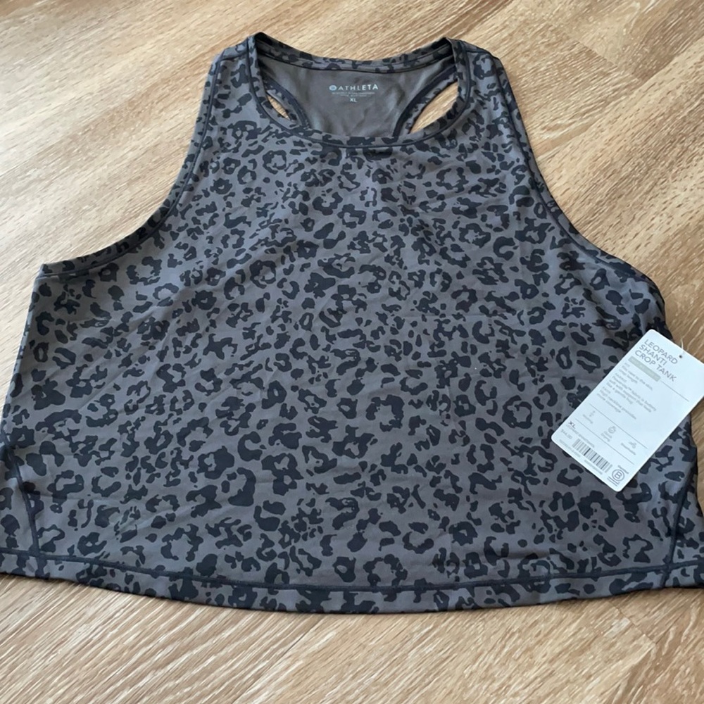 NWT Athleta shanti crop leopard active tank